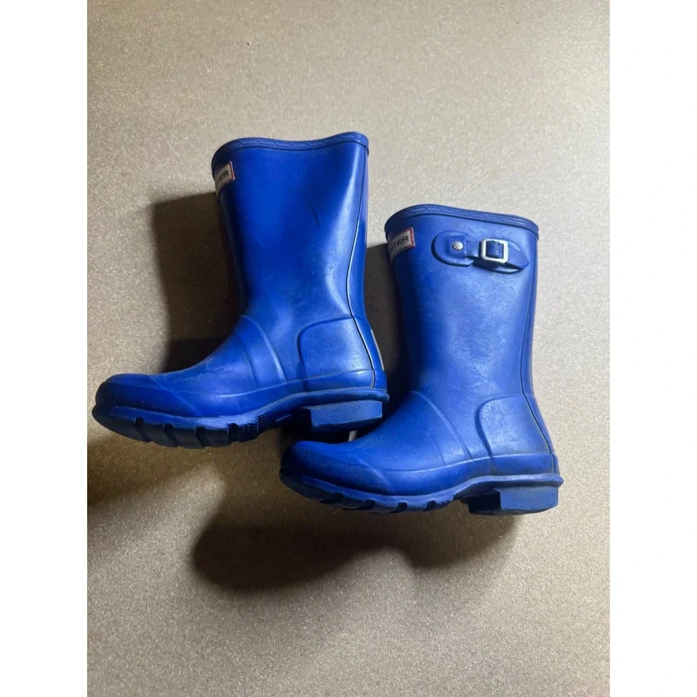 Hunter Original Kids Rain Boots Blue Waterproof Rubber Wellington Size 13 1 J1